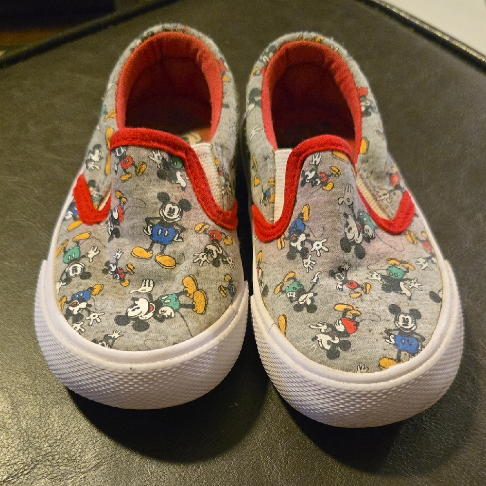 Disney Mickey Mouse Kids Slip-On Sneakers - Red and Gray